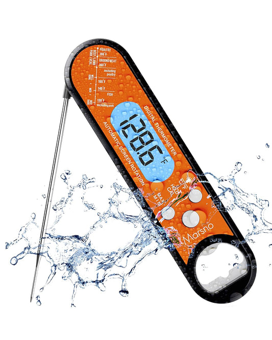 Meat Thermometer, Instant Read Meat Thermometer for Cooking, Fast & Precise Digital Food Thermometer with Backlight, Magnet, Calibration, and Foldable Probe for Deep Fry, BBQ, Grill, and Roast Turkey